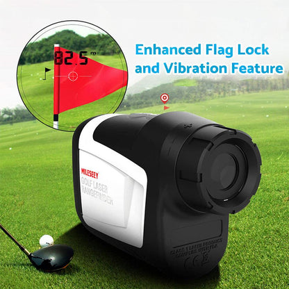 Mileseey 600M Golf Laser Range Finder with Slope On Off Flagpole Lock Vibration.
