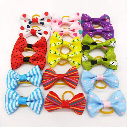 Up To 100PCS Pet Small Dog Hair Bows Rubber Bands Puppy Cat Grooming Accessory.
