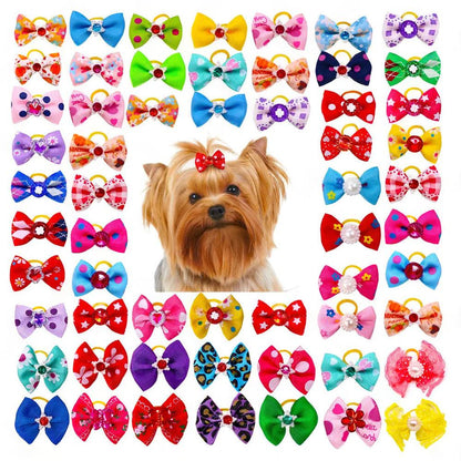 Up To 100PCS Pet Small Dog Hair Bows Rubber Bands Puppy Cat Grooming Accessory.
