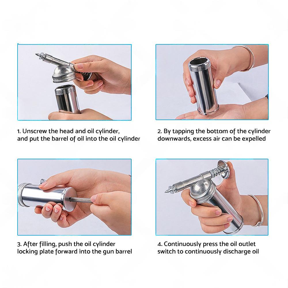 Metal Grease Gun For Chainsaw Chain Bar Sprocket Nose  and  Brushcutter Head Bearing.