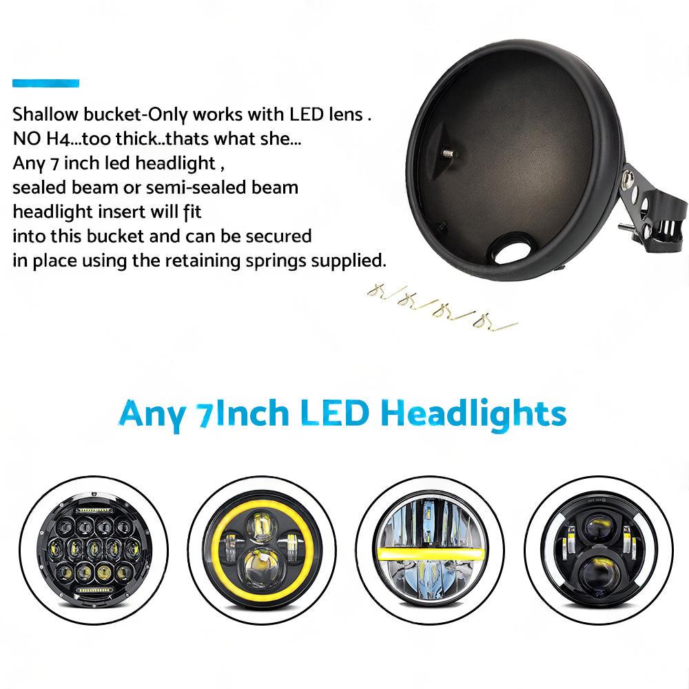 7inch Inch Motorcycle Head Light Bulb Bucket Housing Bracket Suitable For Harley.