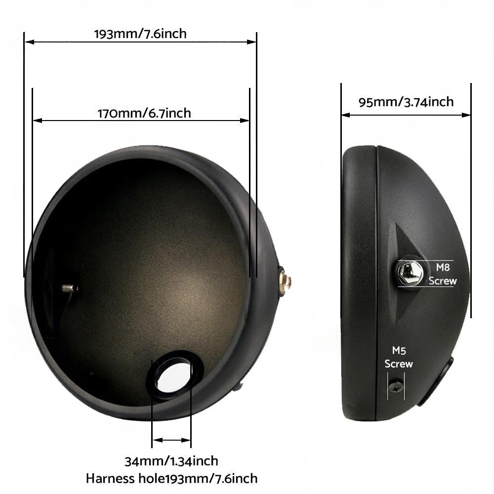 7inch Inch Motorcycle Head Light Bulb Bucket Housing Bracket Suitable For Harley.