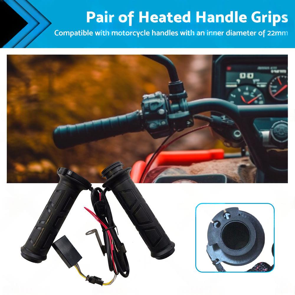 12v Motorcycle Heated Hand Rubber Grips 22mm 7 8'' Handlebar Grip Adjustable Hot.