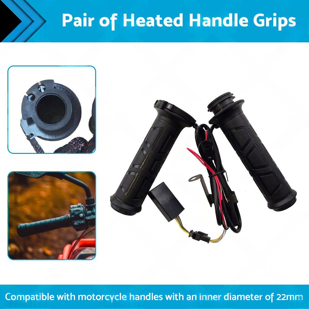 12v Motorcycle Heated Hand Rubber Grips 22mm 7 8'' Handlebar Grip Adjustable Hot.
