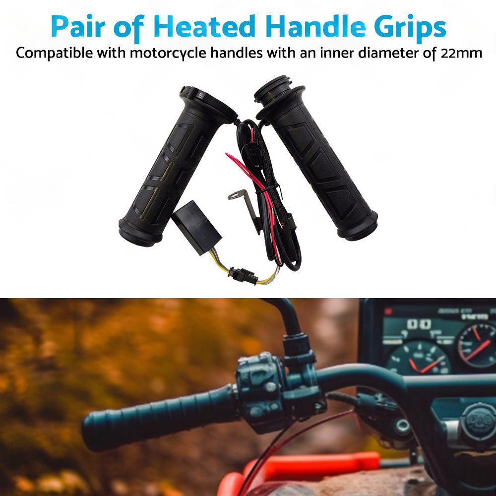 12v Motorcycle Heated Hand Rubber Grips 22mm 7 8'' Handlebar Grip Adjustable Hot.