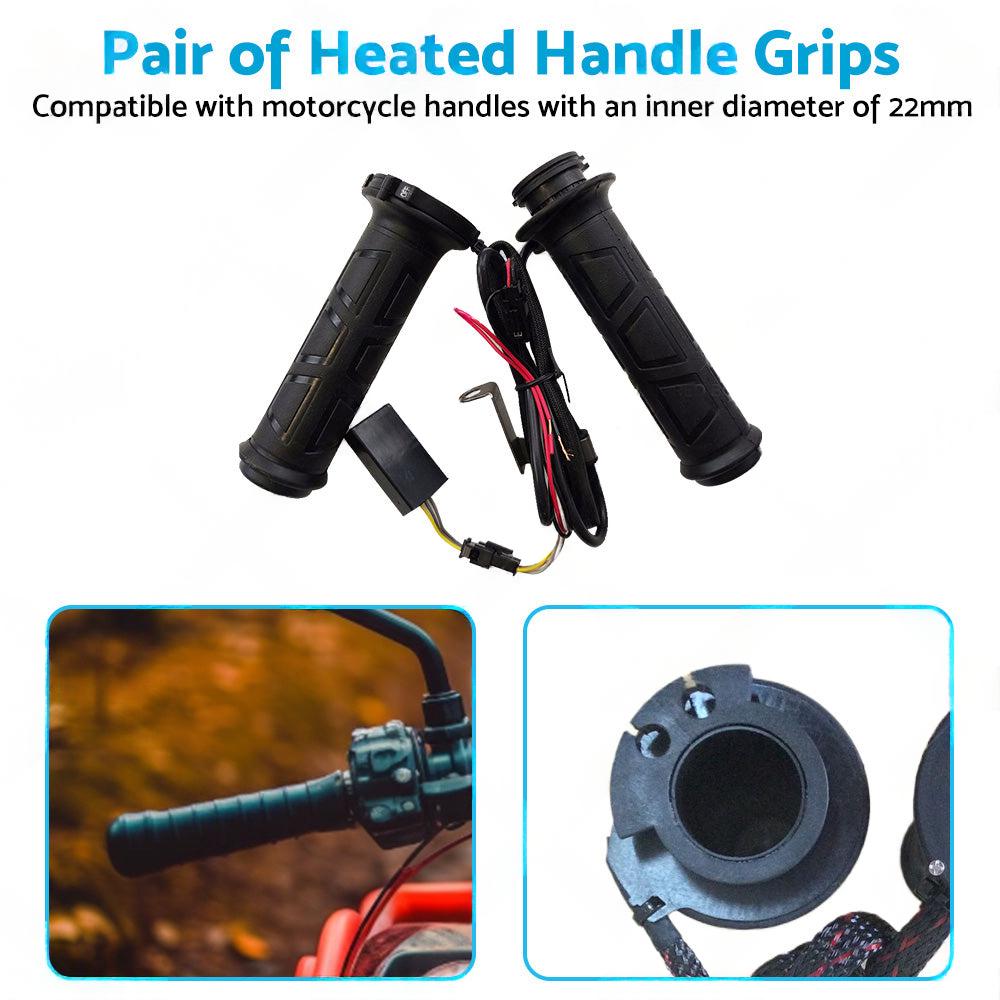 12v Motorcycle Heated Hand Rubber Grips 22mm 7 8'' Handlebar Grip Adjustable Hot.