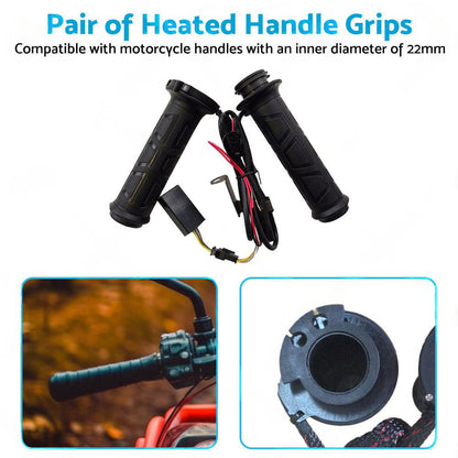 12v Motorcycle Heated Hand Rubber Grips 22mm 7 8'' Handlebar Grip Adjustable Hot.