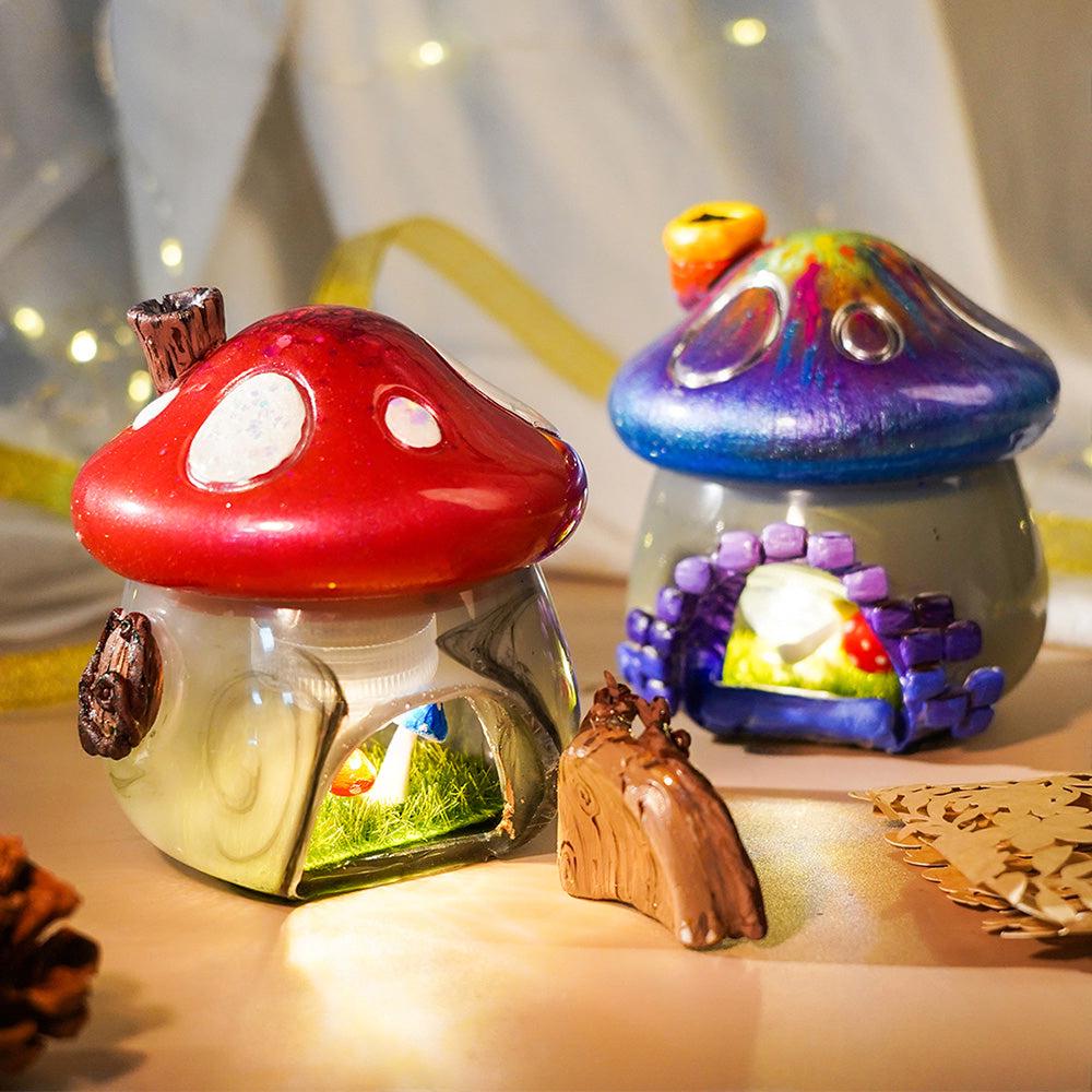 Mushroom-Shaped Jars Silicone Epoxy Resin Mold with Lid for Storage, Candy, Jewelry DIY.