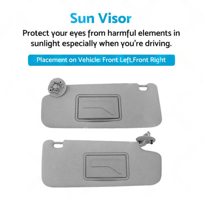 Sun Visor Pair Left & Right Suitable For Holden Barina TM 2011-2018 Grey.