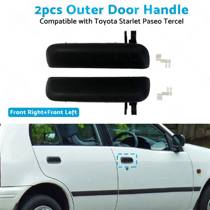 Pair LHRH FRONT Outer Door Handle Suitable For Toyota Starlet EP91 96~99 Black.
