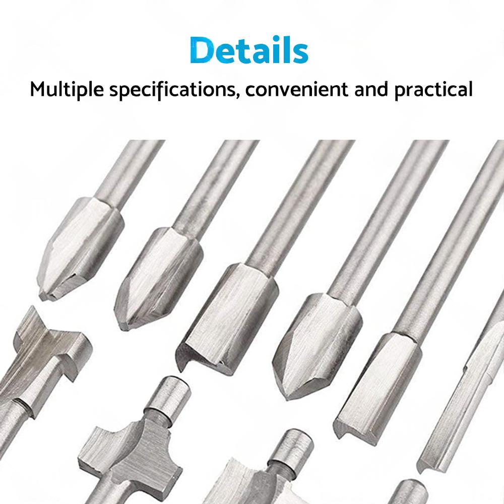 Set of 10 3mm Titanium Mini Hss Router Bit Trimmer Shank Electric Trimmer Tool.