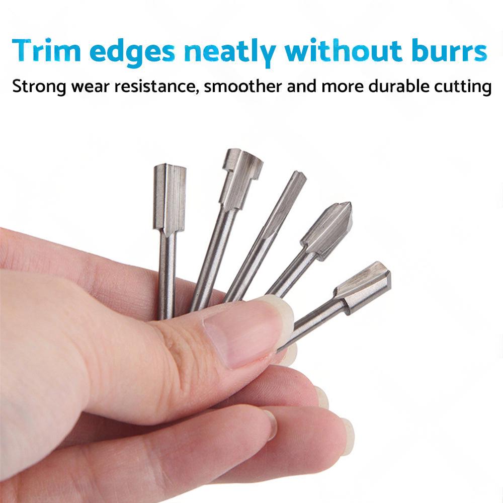 Set of 10 3mm Titanium Mini Hss Router Bit Trimmer Shank Electric Trimmer Tool.