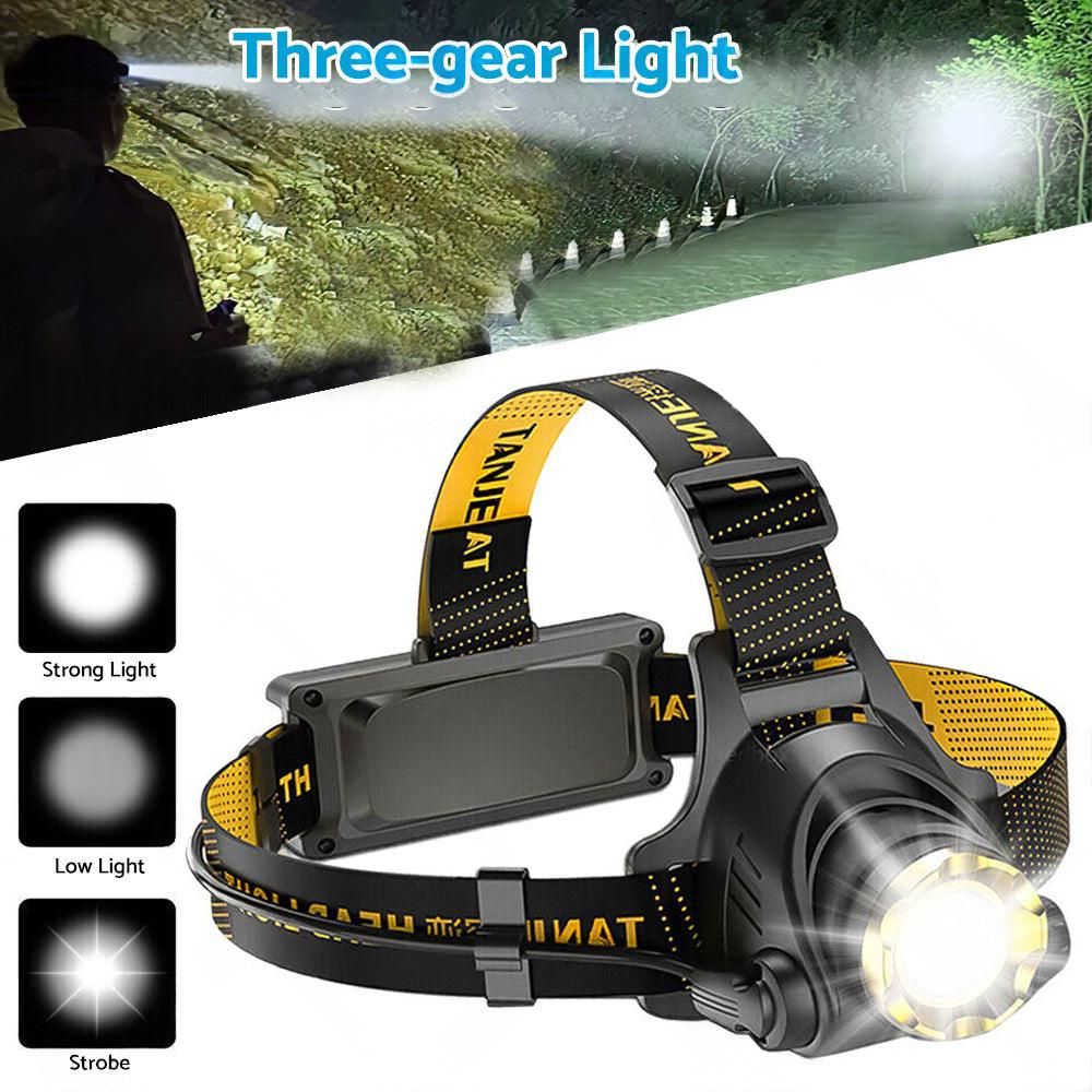 USB-Rechargeable LED Headlamp Flashlight Torch Suitable For Outdoor and Camping, 12,000,000lm.
