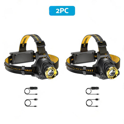 USB-Rechargeable LED Headlamp Flashlight Torch Suitable For Outdoor and Camping, 12,000,000lm.
