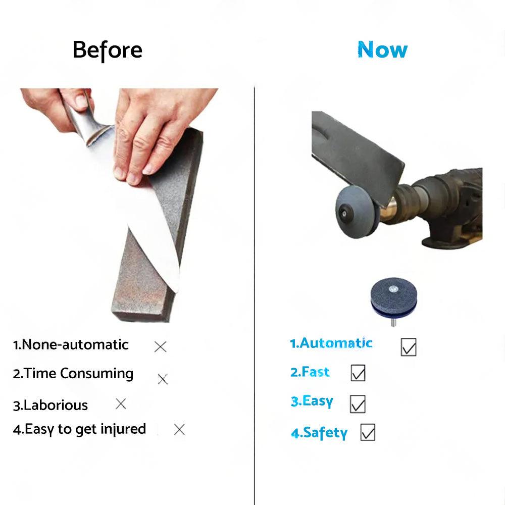 Lawn Mower Blade Sharpener Rotary Stone Grindstone Sharpening Drill Tool.