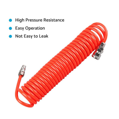 6m Coil Air Compressor Hose Recoil Hose 5mm x 8mm PU with Nitto Style Fittings.