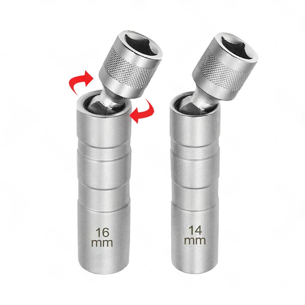 14/16mm Thin Wall Magnetic Swivel Spark Plug Socket 12 Point Removal Tool Suitable For Automotive Engine Maintenance.