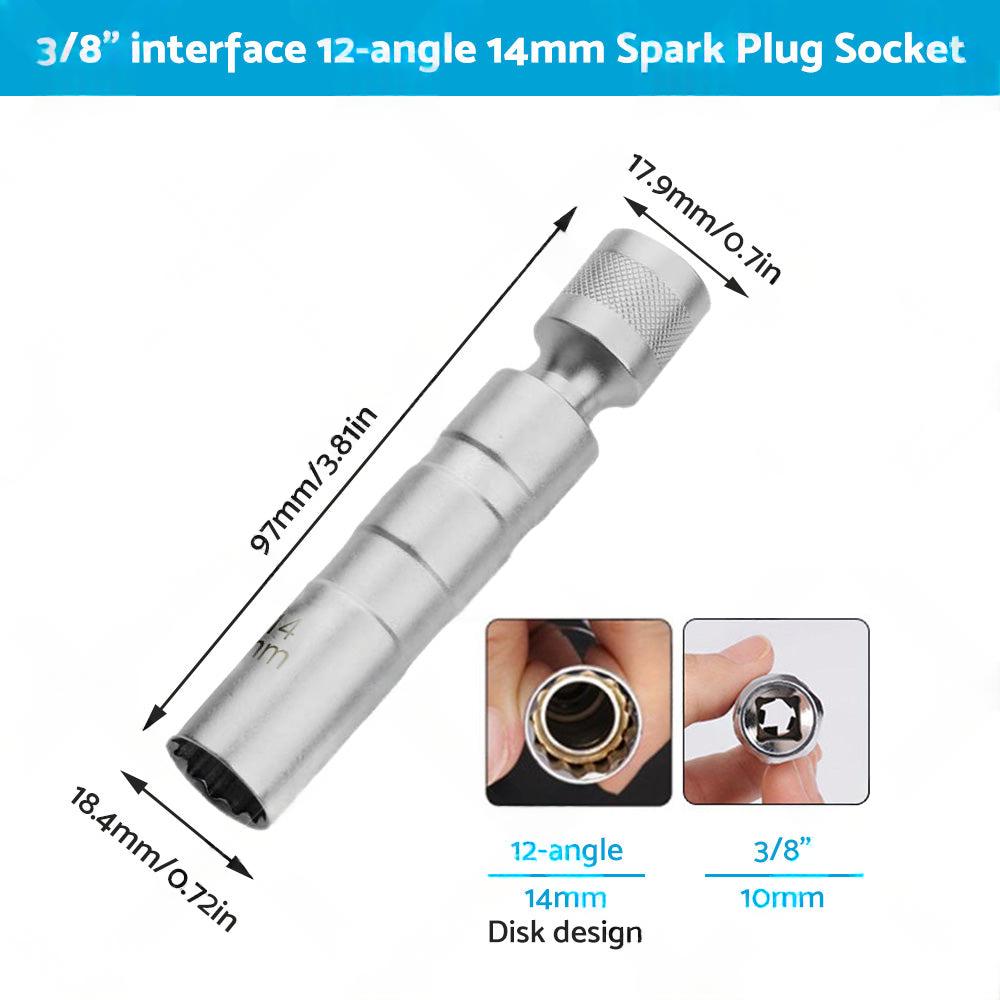 14/16mm Thin Wall Magnetic Swivel Spark Plug Socket 12 Point Removal Tool Suitable For Automotive Engine Maintenance.