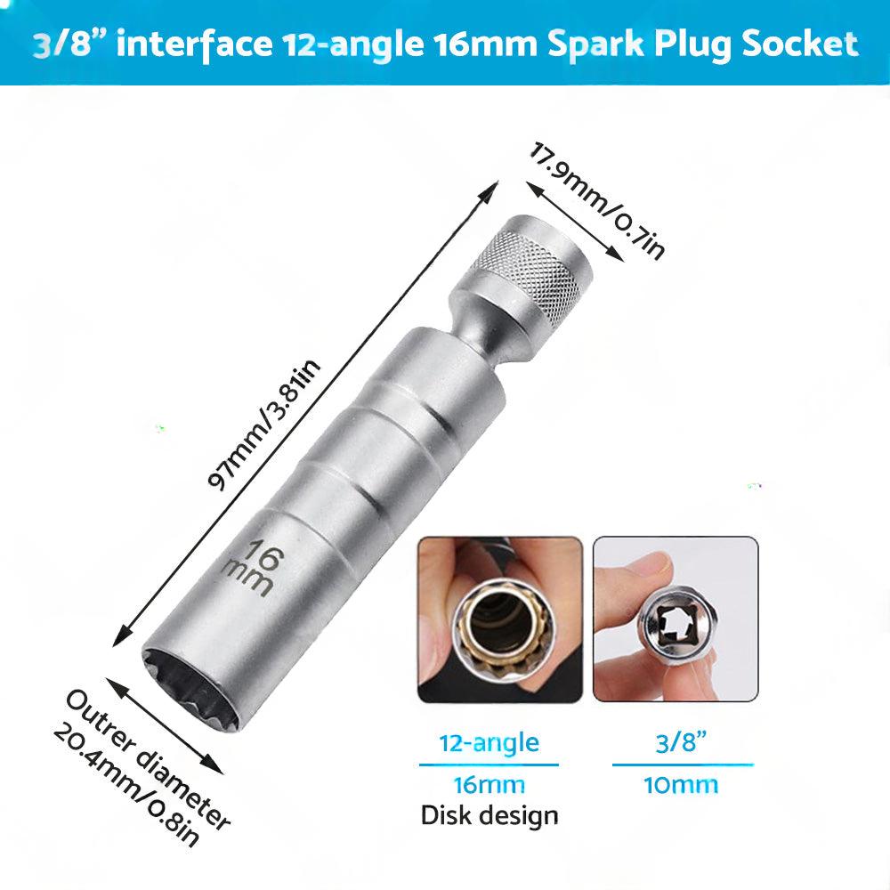 14/16mm Thin Wall Magnetic Swivel Spark Plug Socket 12 Point Removal Tool Suitable For Automotive Engine Maintenance.