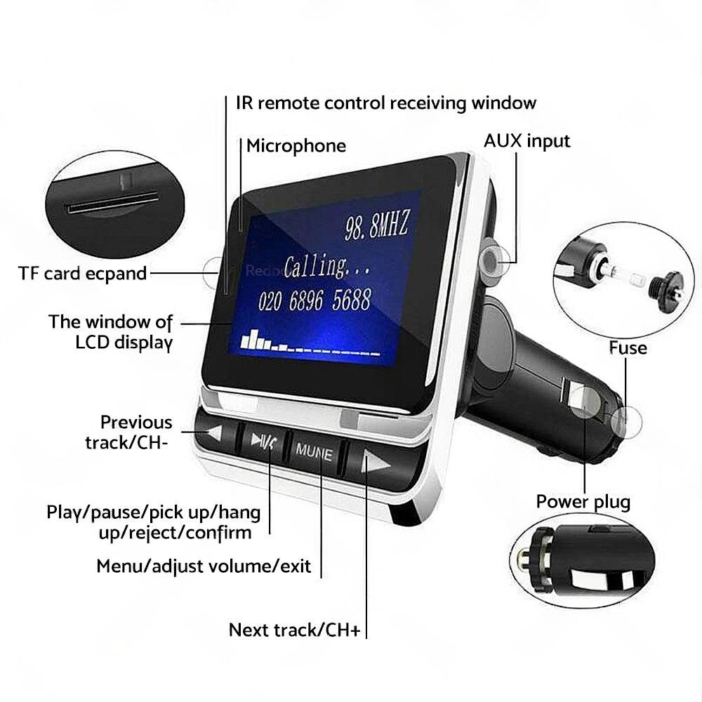 Handsfree Wireless Bluetooth-compatible Car FM Transmitter MP3 Player USB Charge.