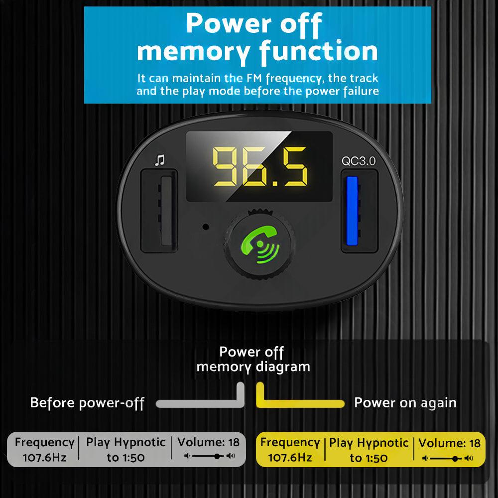 Bluetooth-5. 0 Radio Car Kit Wireless FM Transmitter Dual USB Charger MP3 Player.