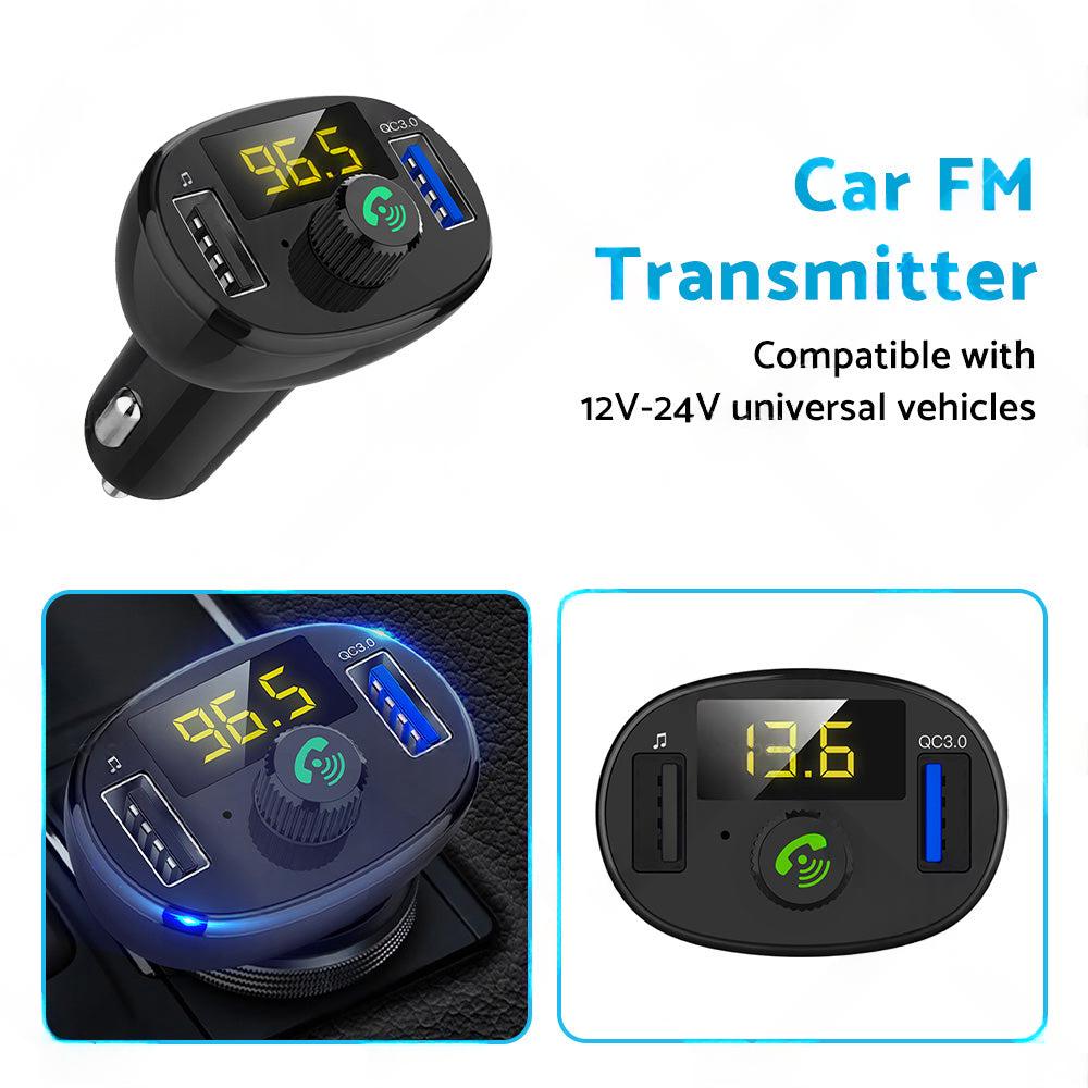 Bluetooth-5. 0 Radio Car Kit Wireless FM Transmitter Dual USB Charger MP3 Player.