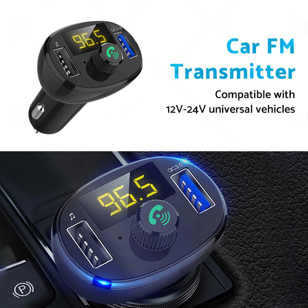 Bluetooth-5. 0 Radio Car Kit Wireless FM Transmitter Dual USB Charger MP3 Player.