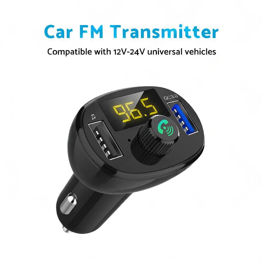 Bluetooth-5. 0 Radio Car Kit Wireless FM Transmitter Dual USB Charger MP3 Player.