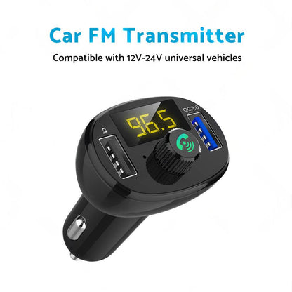 Bluetooth-5. 0 Radio Car Kit Wireless FM Transmitter Dual USB Charger MP3 Player.