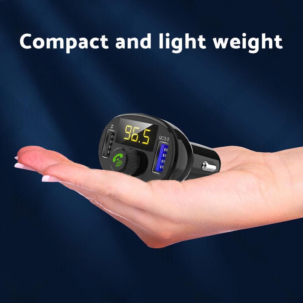 Bluetooth-5. 0 Radio Car Kit Wireless FM Transmitter Dual USB Charger MP3 Player.