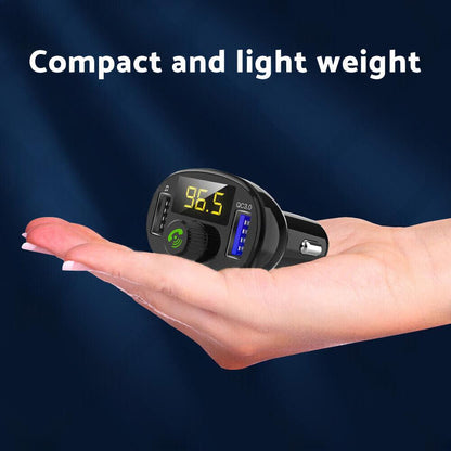 Bluetooth-5. 0 Radio Car Kit Wireless FM Transmitter Dual USB Charger MP3 Player.