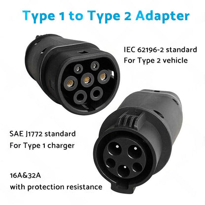 EVSE EV Adaptor 32A J1772 Type 1 to Type 2 Plug EV Adapter, Electric Cars V A3Y2.