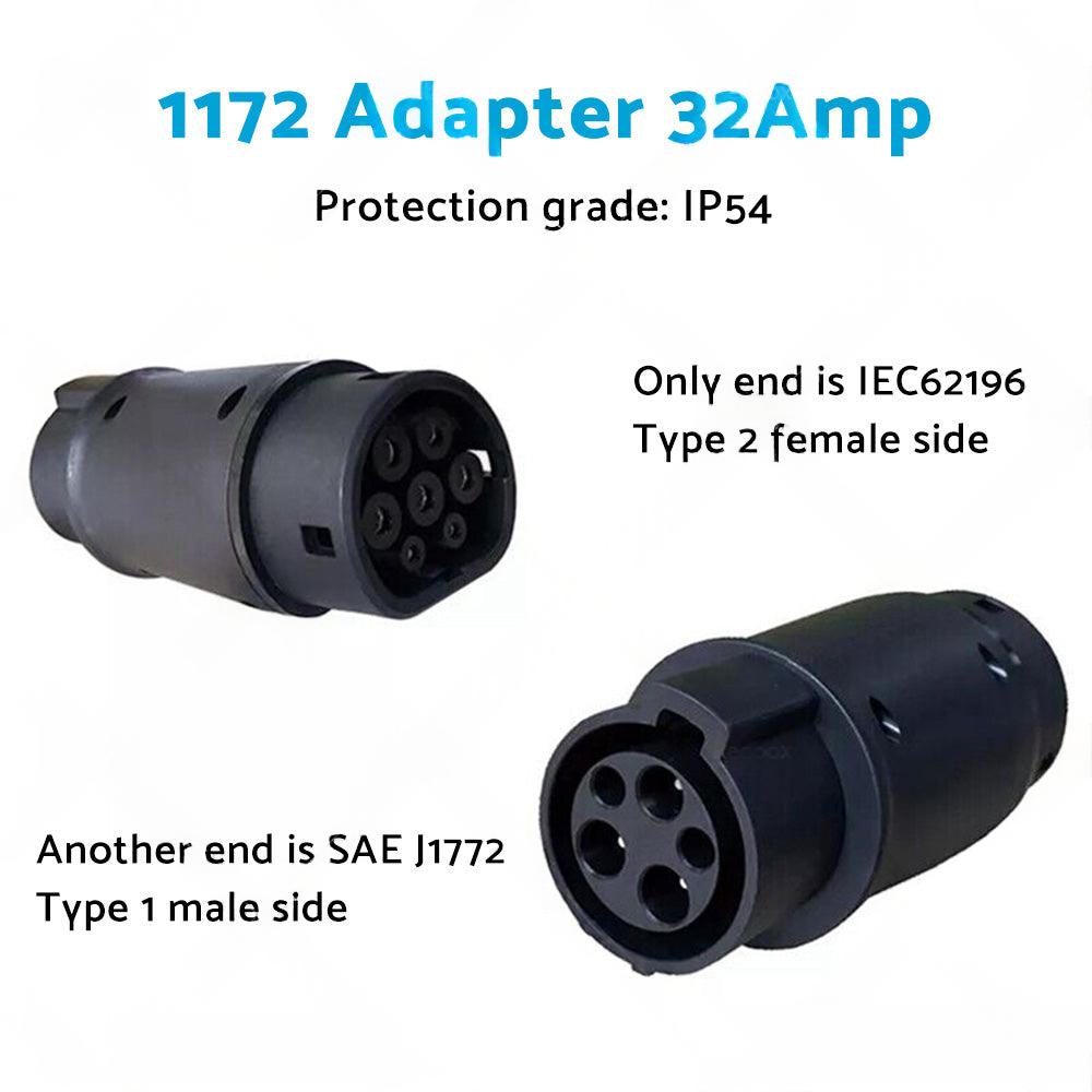 EVSE EV Adaptor 32A J1772 Type 1 to Type 2 Plug EV Adapter, Electric Cars V A3Y2.