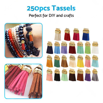 250PCS Keychain Ring Tassels Bulk Colored Leather Tassel Pendants Jewelry DIY.