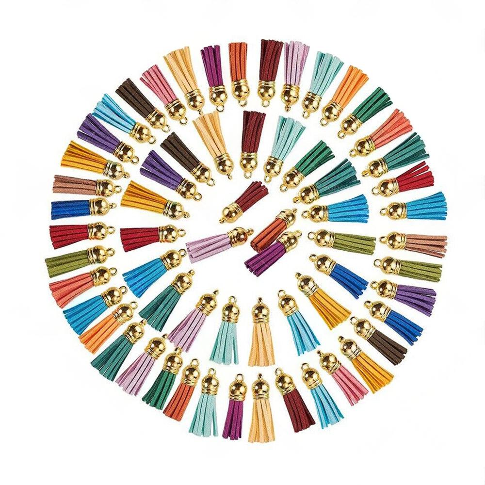 250PCS Keychain Ring Tassels Bulk Colored Leather Tassel Pendants Jewelry DIY.