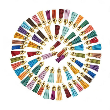 250PCS Keychain Ring Tassels Bulk Colored Leather Tassel Pendants Jewelry DIY.