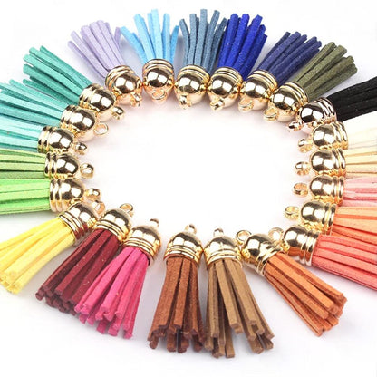 250PCS Keychain Ring Tassels Bulk Colored Leather Tassel Pendants Jewelry DIY.