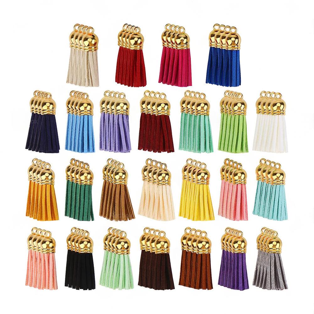 250PCS Keychain Ring Tassels Bulk Colored Leather Tassel Pendants Jewelry DIY.