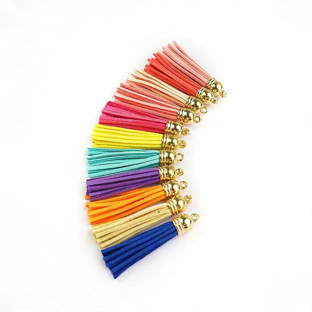 250PCS Keychain Ring Tassels Bulk Colored Leather Tassel Pendants Jewelry DIY.