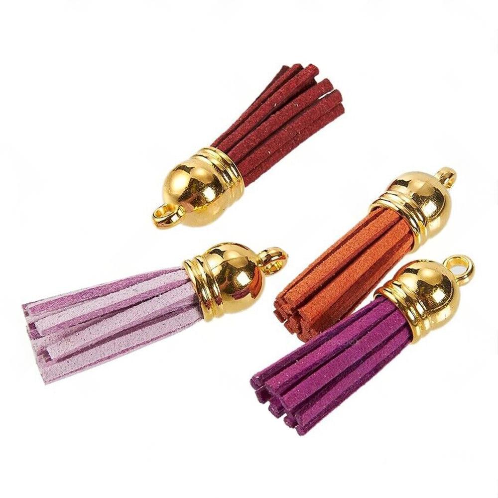 250PCS Keychain Ring Tassels Bulk Colored Leather Tassel Pendants Jewelry DIY.