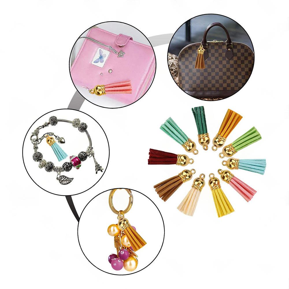 250PCS Keychain Ring Tassels Bulk Colored Leather Tassel Pendants Jewelry DIY.