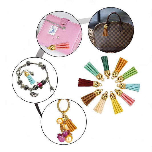 250PCS Keychain Ring Tassels Bulk Colored Leather Tassel Pendants Jewelry DIY.