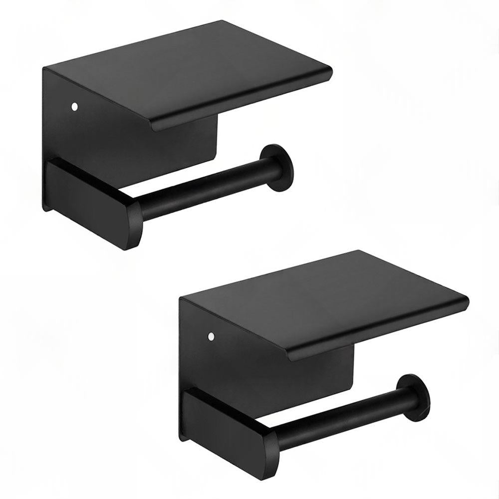 2x Stainless Steel Toilet Paper Roll Holder With Storage Hook & Phone Shelf for Bathroom.