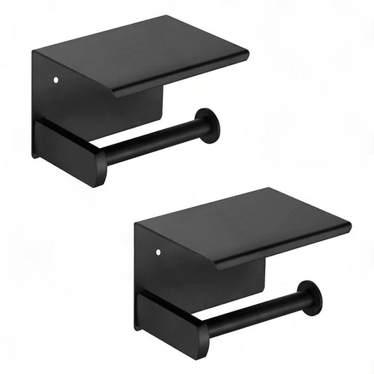 2x Stainless Steel Toilet Paper Roll Holder With Storage Hook & Phone Shelf for Bathroom.