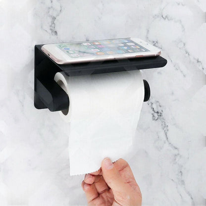 2x Stainless Steel Toilet Paper Roll Holder With Storage Hook & Phone Shelf for Bathroom.
