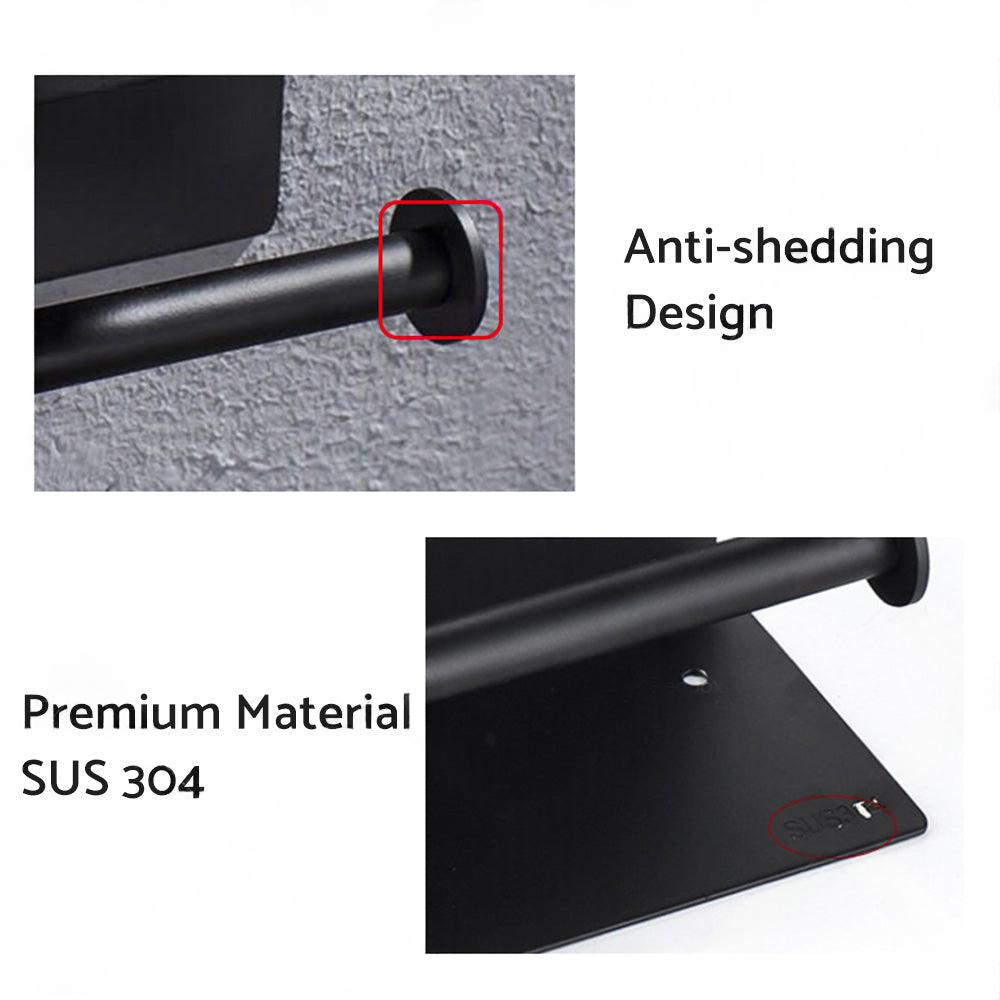 2x Stainless Steel Toilet Paper Roll Holder With Storage Hook & Phone Shelf for Bathroom.