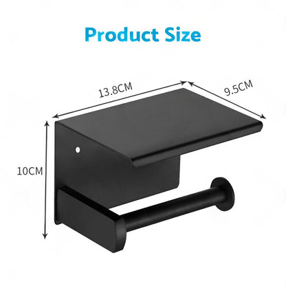 2x Stainless Steel Toilet Paper Roll Holder With Storage Hook & Phone Shelf for Bathroom.