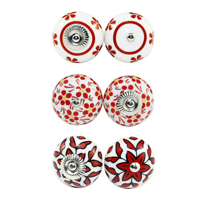6 Pcs Cupboard Door Knobs Handles Drawer Pull Vintage Ceramic Knob Shabby Chic.