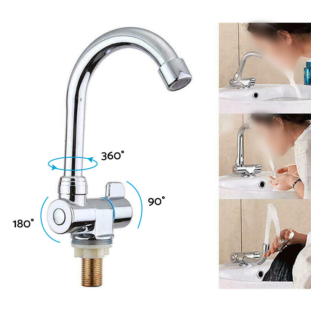 For RV Motorhome Faucet Single Cold Water Tap 360 Degree Rotation 1 or 2in Mounting.