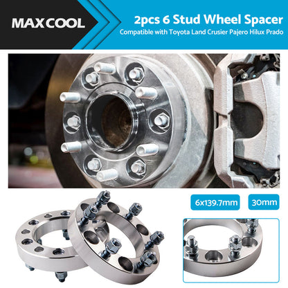 Wheel Spacer 2x 30mm 6-Stud Suitable For Toyota Landcruiser / Hilux / Prado / Pajero